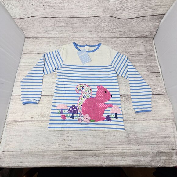 NWT JOJO MAMAN BEBE Squirrel Long Sleeve Cotton Graphic Top Size 5-6 Years - Picture 3 of 4